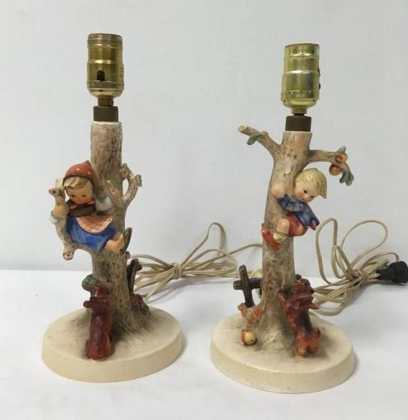 TWO HUMMEL PORCELAIN TABLE LAMPS "CULPRITS" 44 A/B (1 of 11)