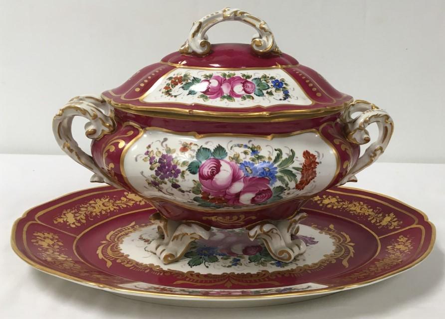 ANTIQUE OLD PARIS FLORAL PORCELAIN TUREEN & PLATTER (1 of 15)