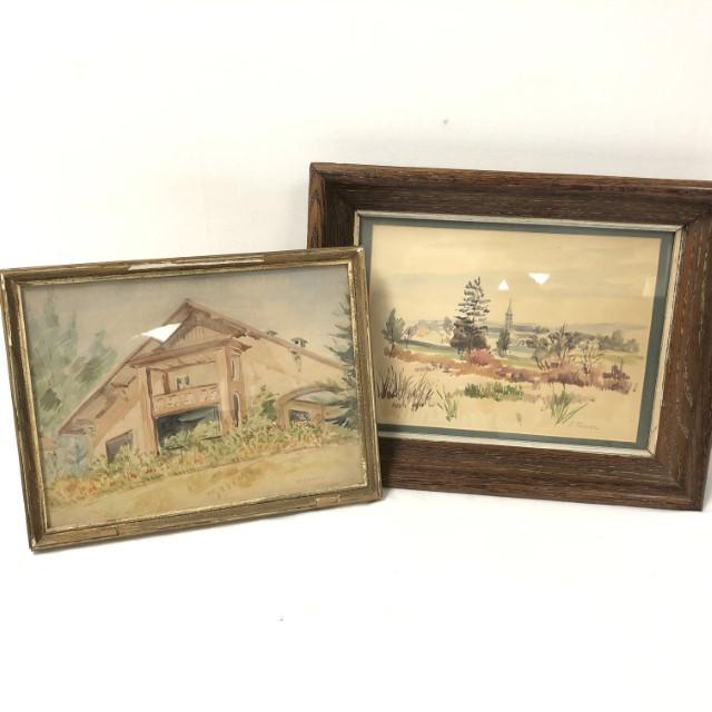 TWO VINTAGE WATERCOLOR PAINTINGS BY L. TURNER (1 of 10)