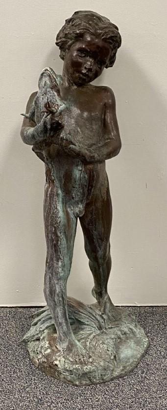 BRONZE FOUNTAIN BY EDWARD BERGE: BOY WITH FROG (1 of 12)