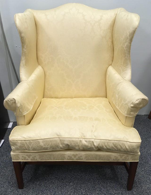 NEW ENGLAND CHIPPENDALE WINGBACK ARMCHAIR (1 of 16)