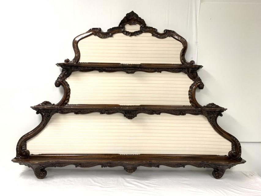 LRG LOUIS XV STYLE MAHOGANY WALL SHELF PLATE RACK (1 of 13)