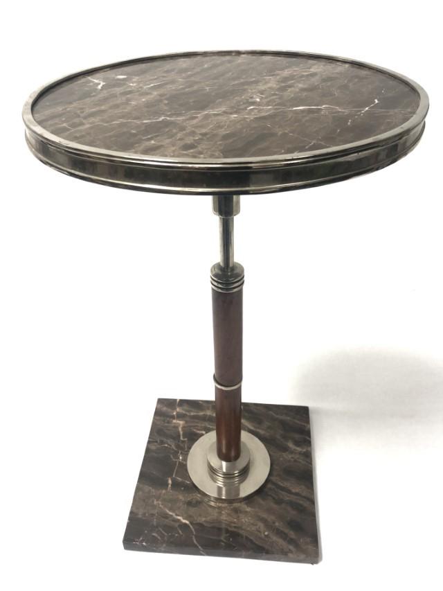 ART DECO STYLE WOOD, MARBLE, & CHROME SIDE TABLE (1 of 4)