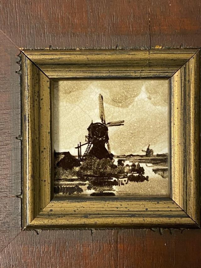 MINIATURE FRAMED ROZENBURG FACTORY TILE W WINDMILL (1 of 5)