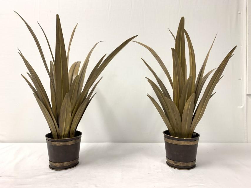 PAIR VINTAGE TOLEWARE POTTED PLANTS (1 of 9)