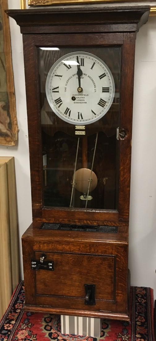 ANTIQUE OAK GLEDHILL-BROOK TIME RECORDER CLOCK (1 of 12)