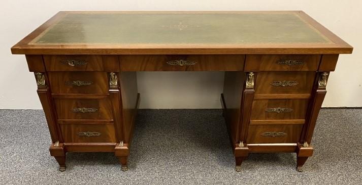 LARGE LOUIS XVI STYLE LEATHER TOP EXECUTIVE DESK (1 of 20)