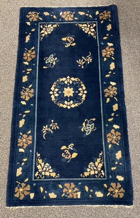 ANTIQUE CHINESE ART DECO WOOL RUG 3' X 6' (1 of 9)