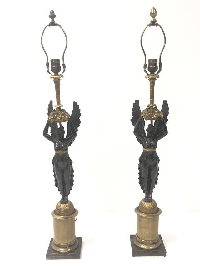 PAIR FRENCH EMPIRE STYLE BRONZE TABLE LAMPS (1 of 12)