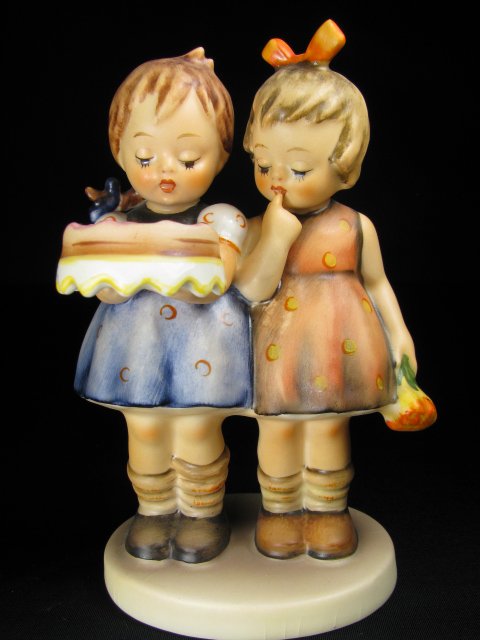 HUMMEL PORCELAIN FIGURINE "HAPPY BIRTHDAY" TM 3: Hummel porcelain figurine, "Happy Birthday ", impressed 176/0 with trade mark 3, stylized bee, stamped on base. Measures 5" tall. No chips, cracks or crazing. Condition is good. See images. Approx. we
