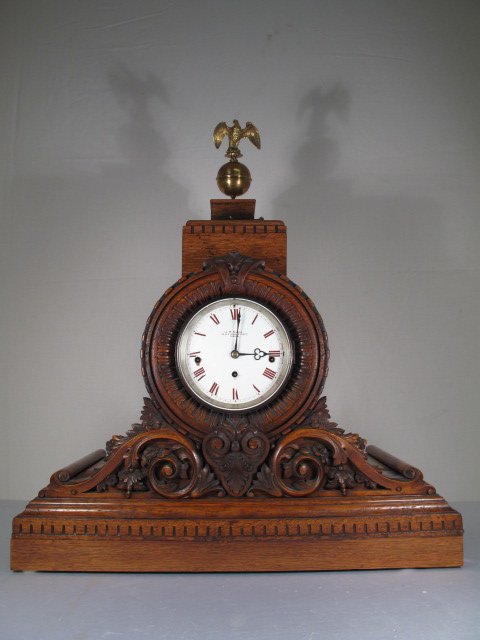 JW BENSON ENGLISH OAK MANTEL CLOCK