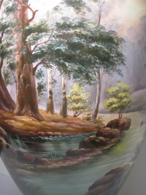 MONUMENTAL ROYAL BONN PAINTED PORCELAIN FLOOR VASE - 3
