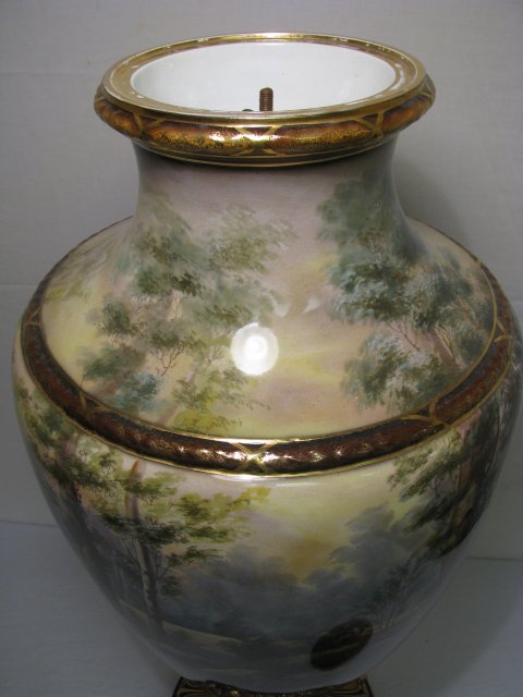 MONUMENTAL ROYAL BONN PAINTED PORCELAIN FLOOR VASE - 6
