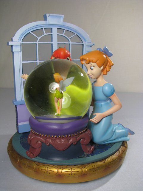 DISNEY SHOPPING PETER PAN WENDY TINK SNOW GLOBE LG: Made by Disney Shopping Inc. Snow globe measures 11" tall x 10" wide. Box is 15" tall x 12 1/2" wide. Shipping weight is 18 lbs 5 oz.