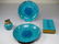 390: BOVANO ENAMELED CIGARETTE BOX LIGHTER ASHTRAY 4 PC
