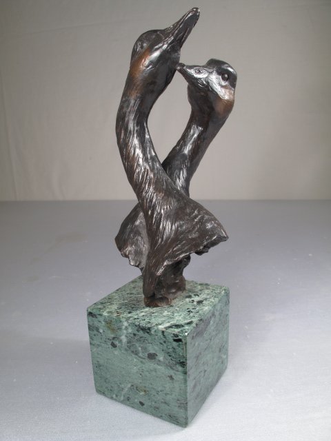 CANADIAN GEESE HEADS BRONZE SCULPTURE D H TURNER