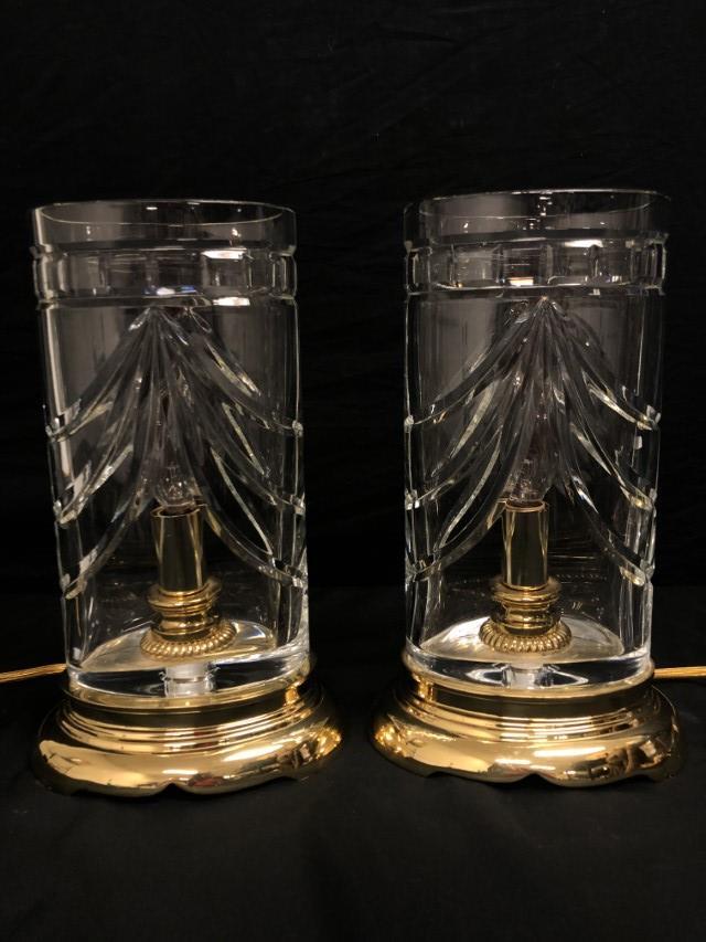 PAIR WATERFORD CRYSTAL OVAL HURRICANE LAMPS (1 of 7)