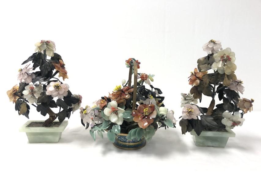 THREE CHINESE HARDSTONE "JADE TREES" (1 of 19)