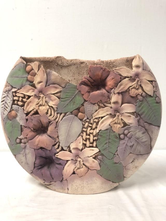 LRG JOHN DAVIS STUDIO FLORAL CERAMIC POTTERY VASE (1 of 12)