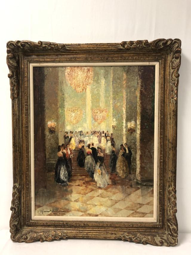 LUDWIG GSCHOSSMANN OIL ON CANVAS PAINTING BALLROOM (1 of 10)