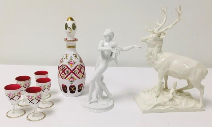ESTATE LOT: MURANO LIQUOR SET & PORCELAIN FIGURES (1 of 14)