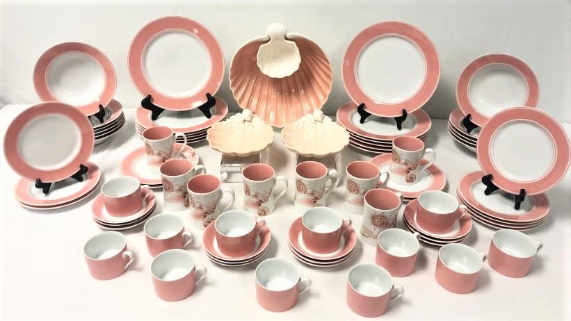 FITZ & FLOYD "RONDELET" PINK DINNERWARE, ETC (1 of 20)