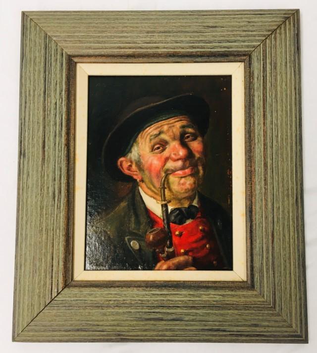VINTAGE FRITZ MULLER PAINTING: MAN SMOKING PIPE (1 of 6)