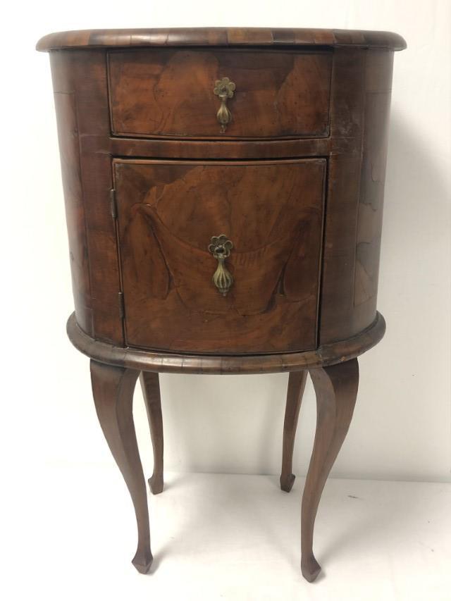 ANTIQUE PRIMITIVE FRENCH OVAL DRUM BEDSIDE TABLE (1 of 20)
