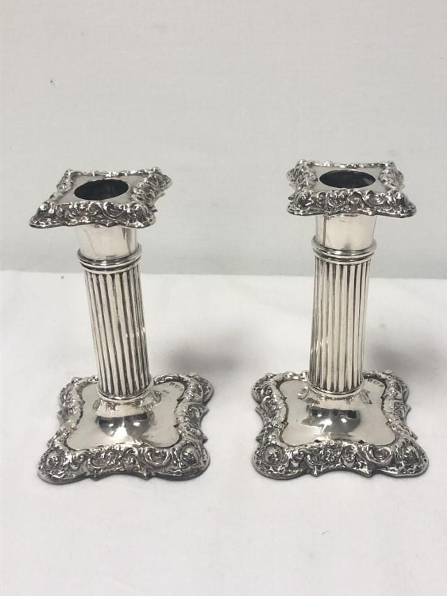 PAIR BIRMINGHAM STERLING SILVER CANDLESTICKS (1 of 7)