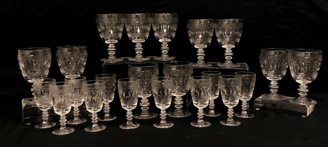 ANTIQUE CUT CRYSTAL STEMWARE: 22 PCS (1 of 10)