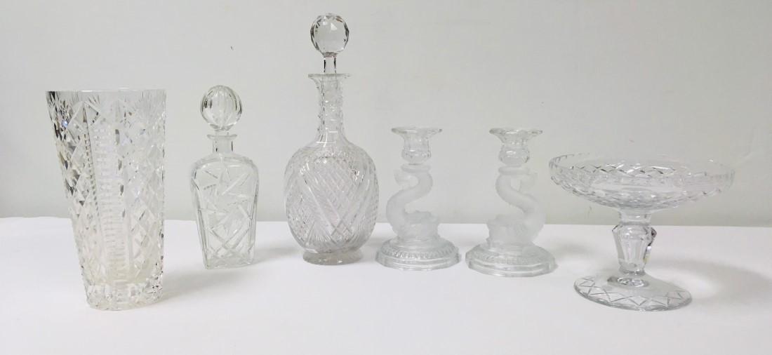 ASSORTED VINTAGE CUT CRYSTAL TABLEWARES, 6 PCS (1 of 6)