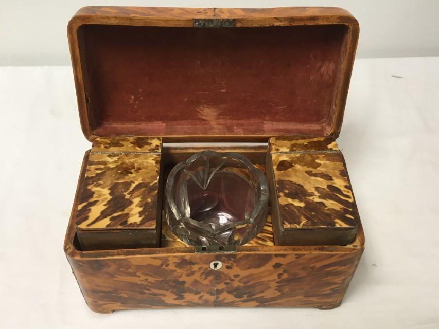 ENGLISH REGENCY TORTOISE SHELL INLAID TEA CADDY (1 of 20)