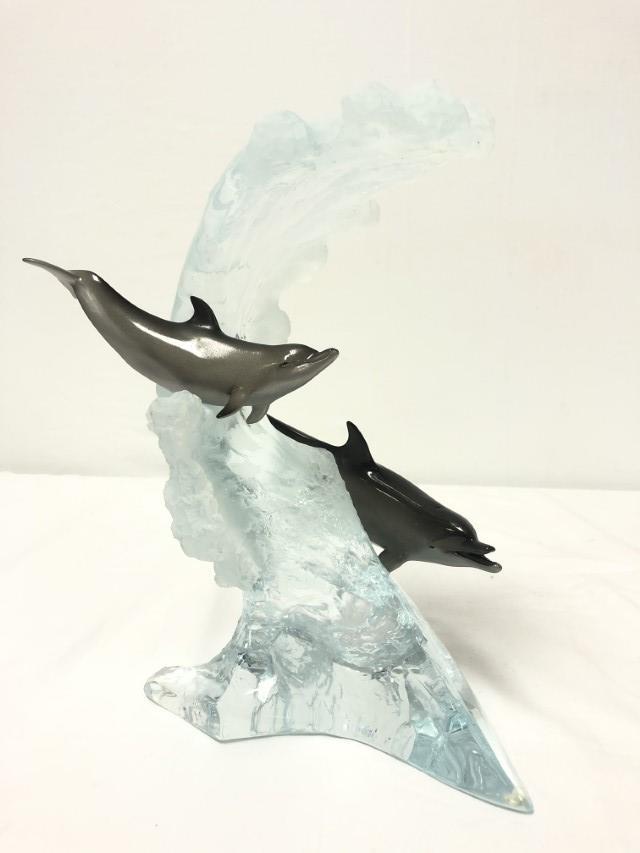 ROBERT WYLAND LUCITE & BRONZE SCULPTURE DOLPHIN WA (1 of 10)