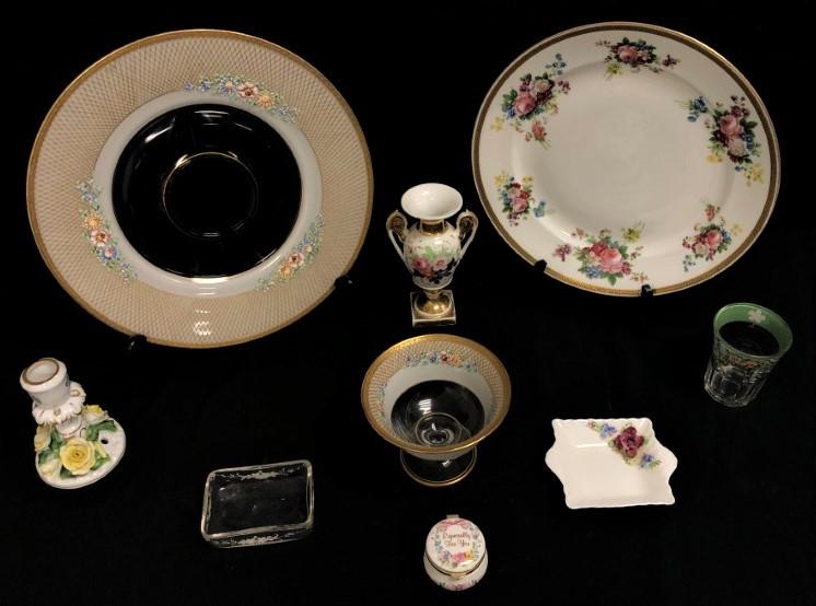 ASST FLORAL GLASS & PORCELAIN: HEREND, FRENCH 9 PC (1 of 19)