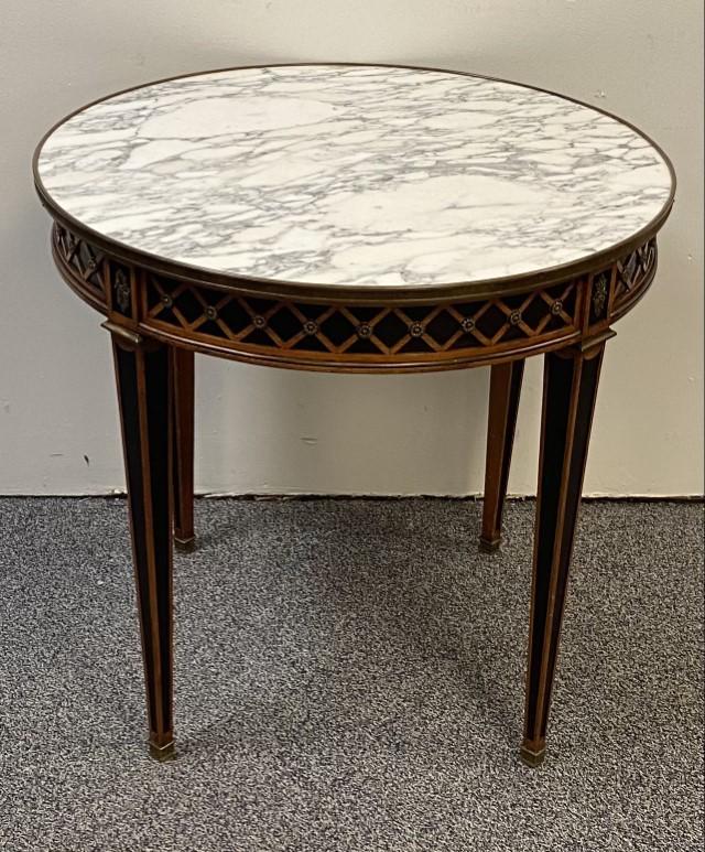 ROUND NEOCLASSICAL STYLE MARBLE TOP CENTER TABLE (1 of 14)