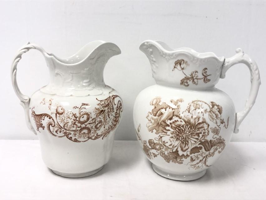 TWO VINTAGE VICTORIAN WASH WATER PITCHERS (1 of 18)
