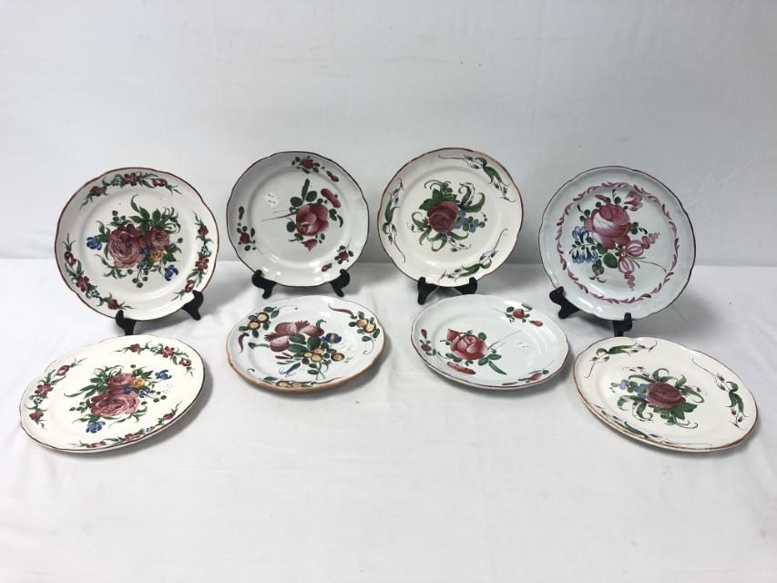 EIGHT FRENCH FAIENCE PLATES, LES ISLETTES, ETC. (1 of 12)