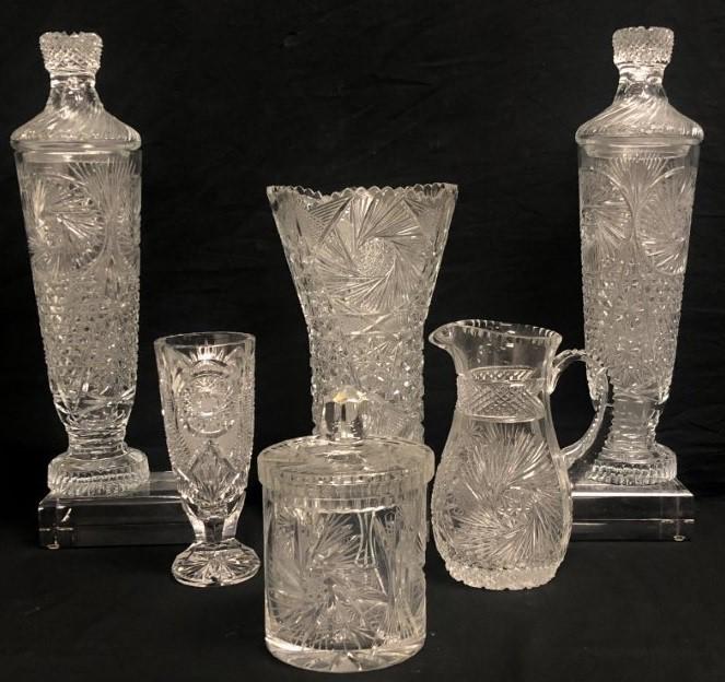 ASSORTED CUT & MOLDED CRYSTAL TABLEWARES, 6 PCS (1 of 18)
