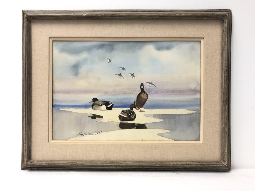 ROY MASON WATERCOLOR PAINTING ON PAPER: MALLARDS (1 of 10)