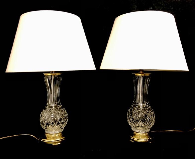 PAIR LENOX "HALLEY" CUT CRYSTAL TABLE LAMPS (1 of 7)