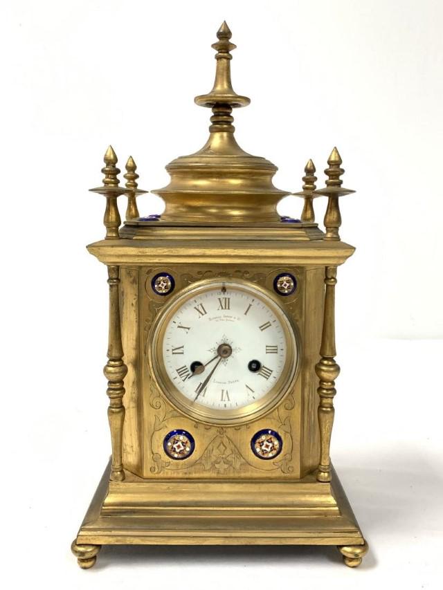 ANTIQUE FRENCH HOWELL JAMES & CO GILT BRONZE CLOCK (1 of 16)