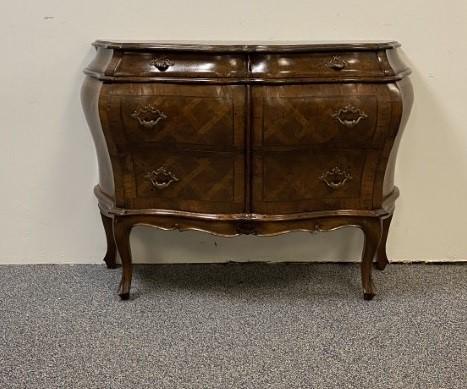 PETIT ITALIAN PARQUETRY INLAID BOMBE STYLE CHEST (1 of 16)