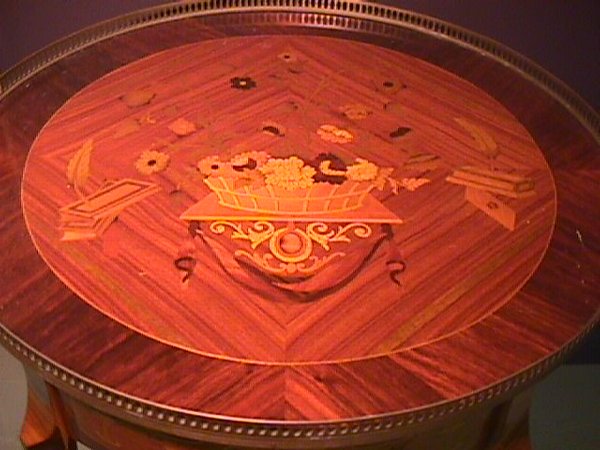 FRENCH MARQUETRY GALLERY TOP TABLE ROUND - 2