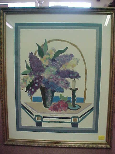 FLORAL LITHOGRAPH MICHELE DUVALL "Home G: FLORAL LITHOGRAPH MICHELE DUVALL "Home Grown" floral monographic print by Michele Duvall. 42 1/2" tall by 35" wide. Pencil signed.