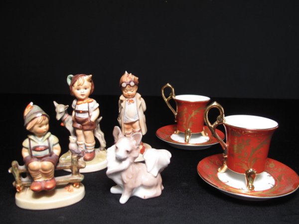 SIX PIECES POTTERY PORCELAIN HUMMELS LLADRO