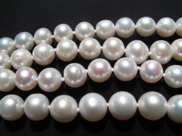 NATURAL CULTURED WHITE PEARL 3 ROW NECKLACE 50"