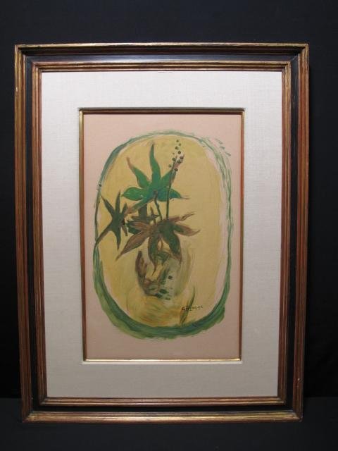 GEORGES BRAQUE LITHOGRAPH IN COLORS "LE LIERRE": Georges Braque (1882-1963) Lithograph in colors entitled, "Le Lierre" or "Ivy". Signed in the stone and numbered in pencil 299/400. Paper measures 18 1/2" x 13 1/2". Frame measures 23 1/2" x 18". Tota
