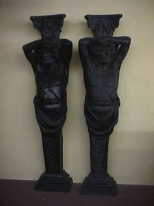 488: PAIR MASSIVE BRONZE SENTRY SCULPTURES No
