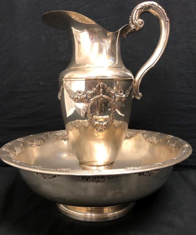 ANTIQUE VICTORIAN SILVER PLATED WASHBOWL & PITCHER (1 of 11)