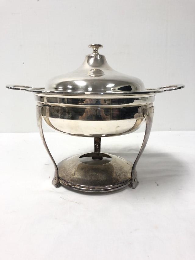 VINTAGE ROUND SILVER PLATED CHAFING DISH (1 of 7)